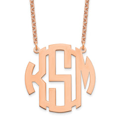 Sterling Silver/Rose-plated Round Monogram Necklace XNA589RP
