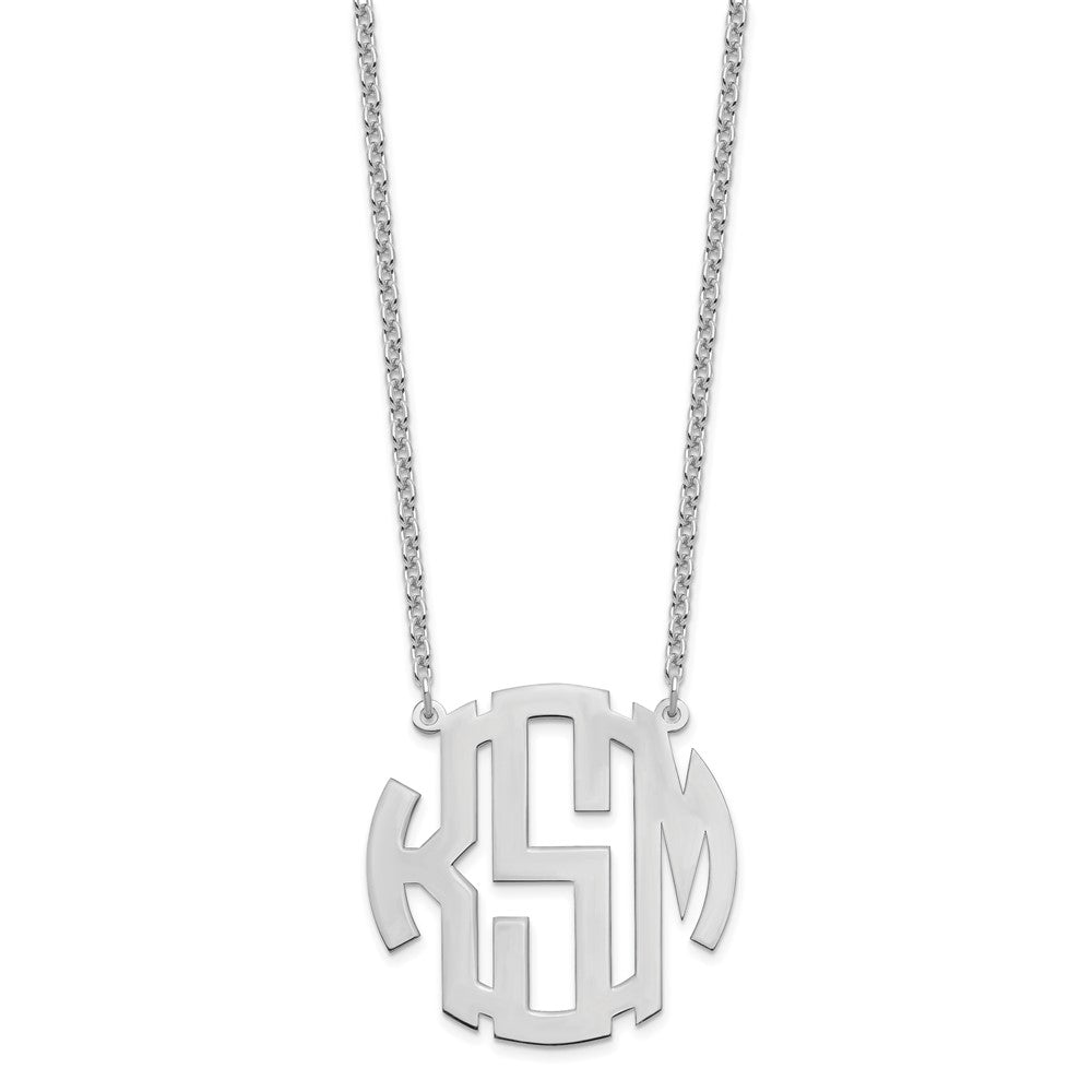 Sterling Silver/Rhodium-plated Round Monogram Necklace XNA589SS