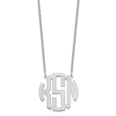 Sterling Silver/Rhodium-plated Round Monogram Necklace XNA589SS