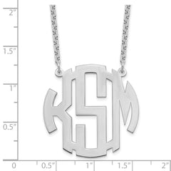 Sterling Silver/Rhodium-plated Round Monogram Necklace XNA589SS