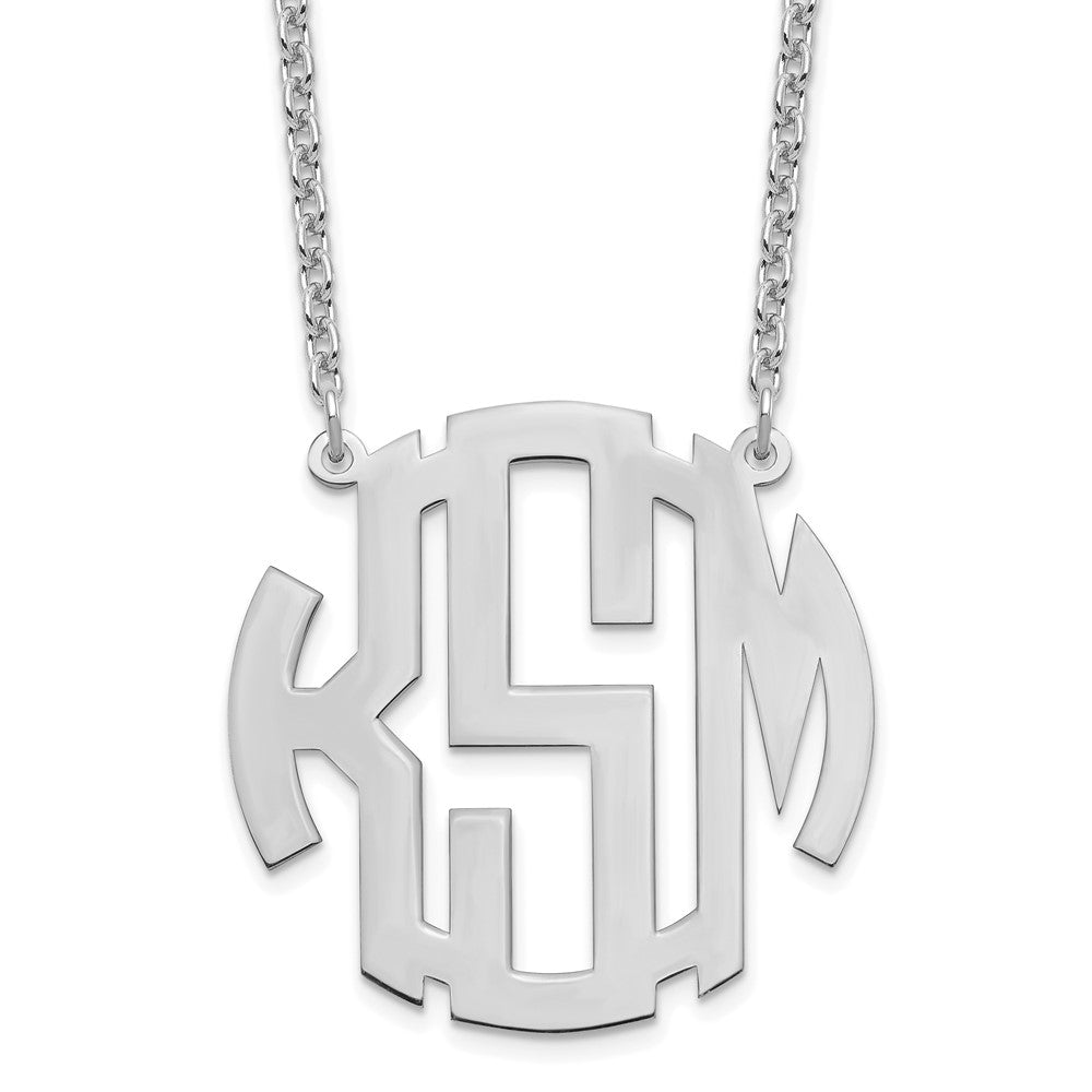 Sterling Silver/Rhodium-plated Round Monogram Necklace XNA589SS