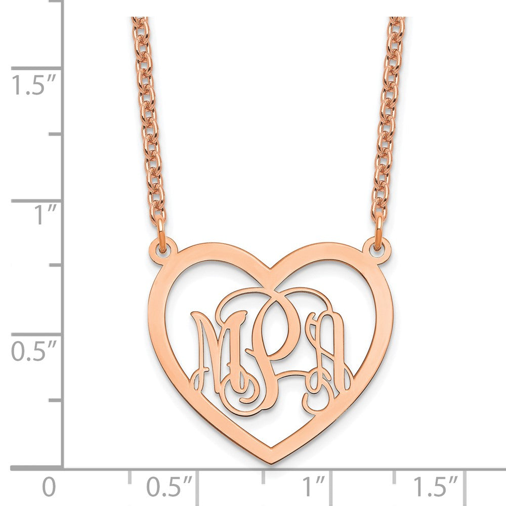 Sterling Silver/Rose-plated Monogram Heart Necklace XNA595RP