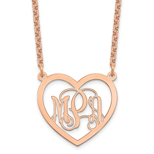 Sterling Silver/Rose-plated Monogram Heart Necklace XNA595RP