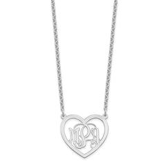 Sterling Silver/Rhodium-plated Monogram Heart Necklace XNA595SS