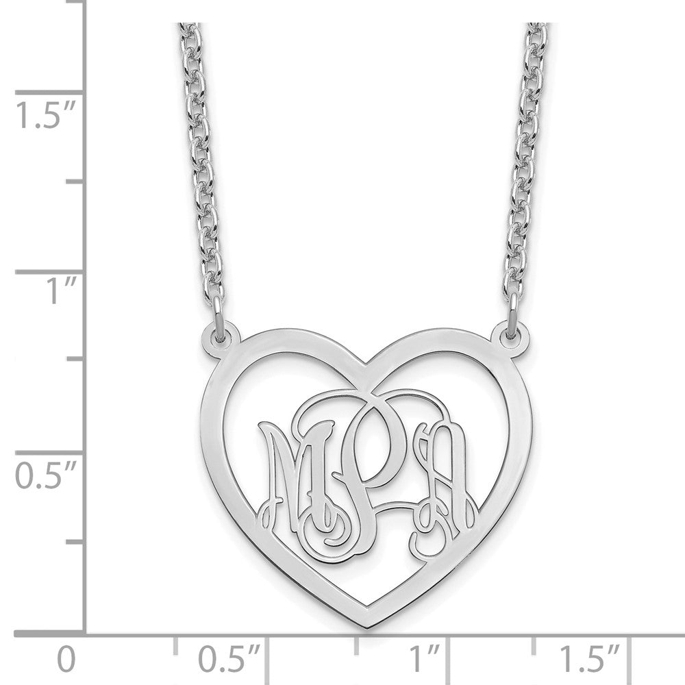 Sterling Silver/Rhodium-plated Monogram Heart Necklace XNA595SS