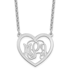 Sterling Silver/Rhodium-plated Monogram Heart Necklace XNA595SS