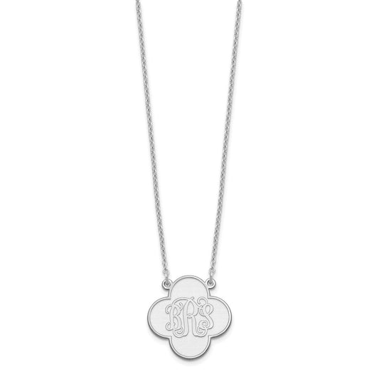 Sterling Silver/Rhodium-plated Clover Monogram Necklace XNA601SS