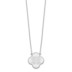 Sterling Silver/Rhodium-plated Clover Monogram Necklace XNA601SS