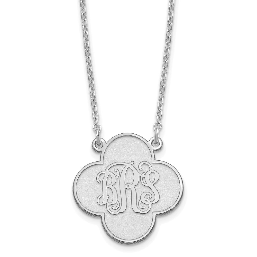 Sterling Silver/Rhodium-plated Clover Monogram Necklace XNA601SS