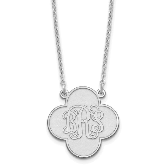 Sterling Silver/Rhodium-plated Clover Monogram Necklace XNA601SS