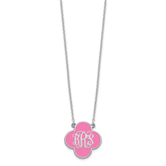 Sterling Silver/Rhodium-plated Clover Monogram w/Epoxy Necklace XNA602SS