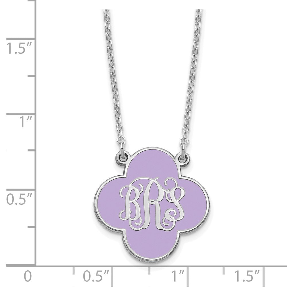 Sterling Silver/Rhodium-plated Clover Monogram w/Epoxy Necklace XNA602SS