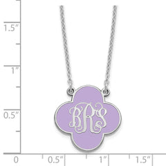 Sterling Silver/Rhodium-plated Clover Monogram w/Epoxy Necklace XNA602SS