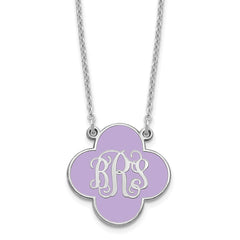 Sterling Silver/Rhodium-plated Clover Monogram w/Epoxy Necklace XNA602SS