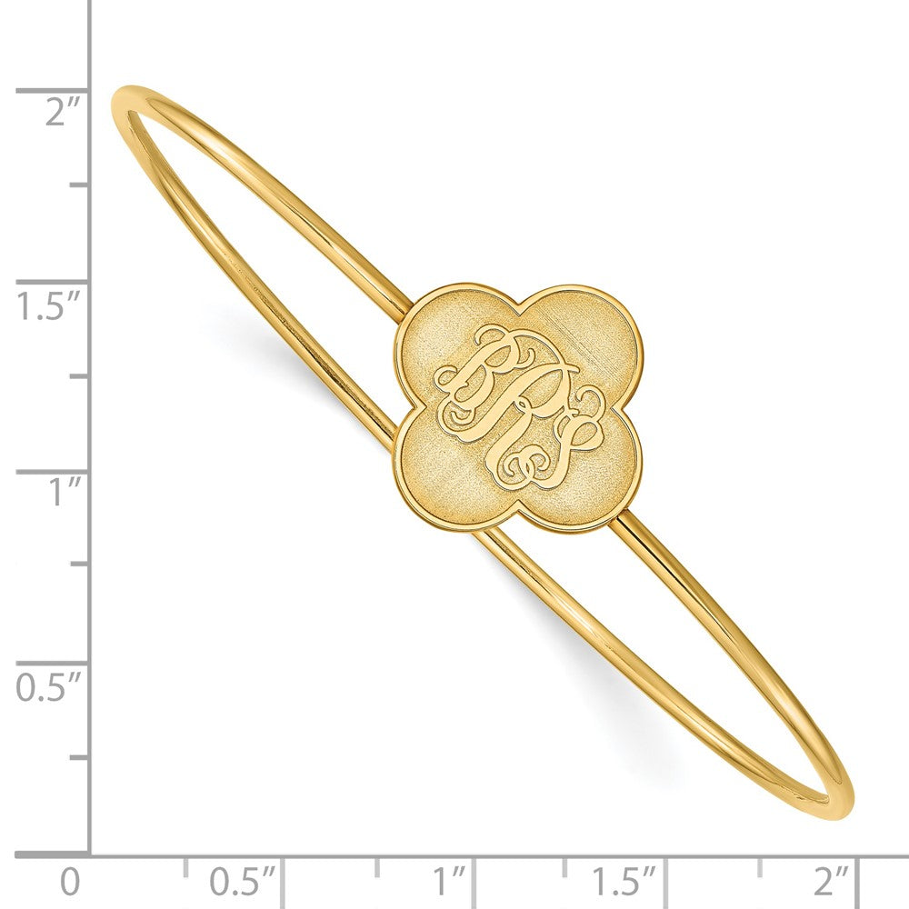 Sterling Silver/Gold-plated Clover Monogram Slip on Bangle XNA603GP