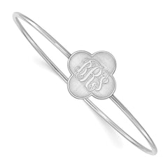 Sterling Silver/Rhodium-plated Clover Monogram Slip on Bangle XNA603SS