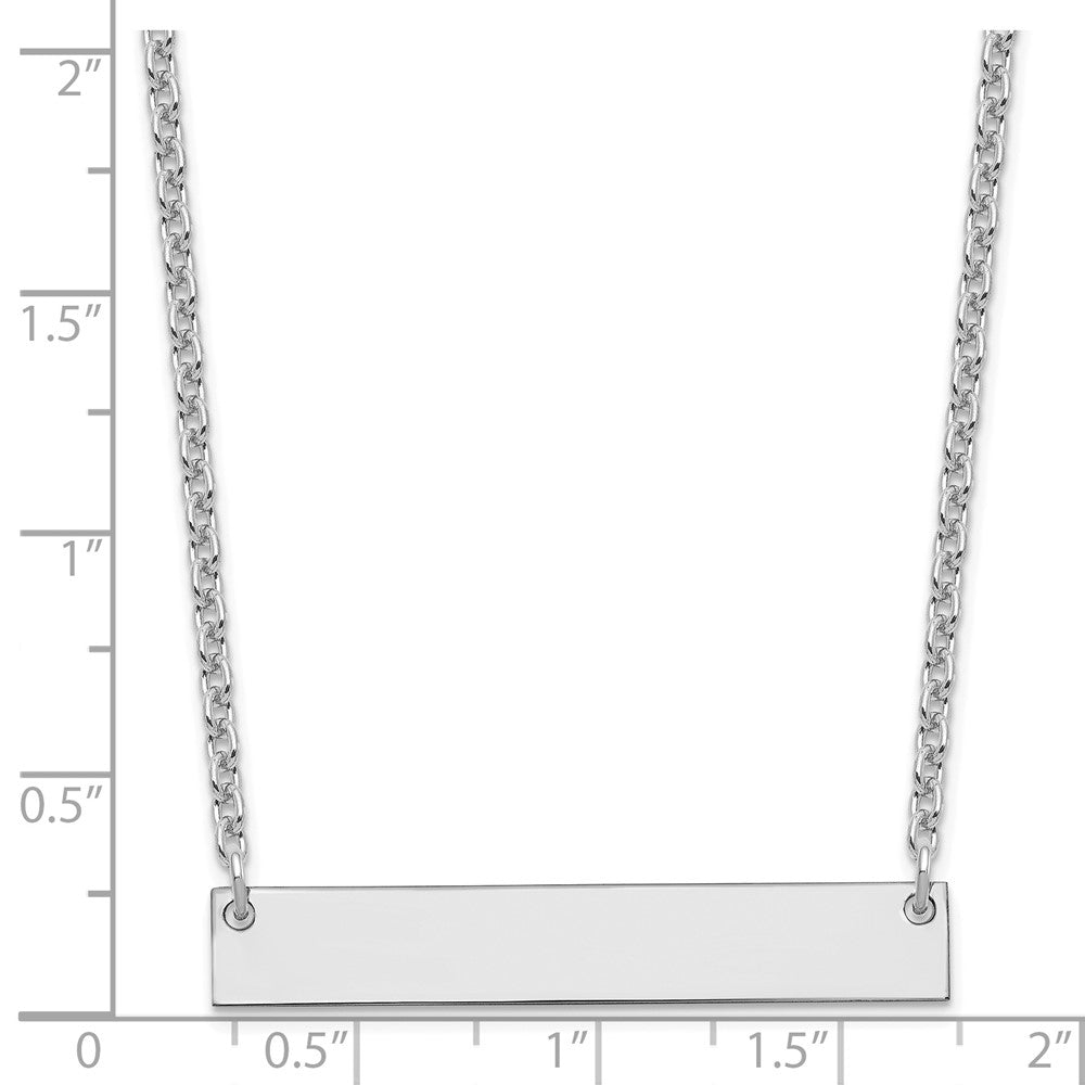 Sterling Silver/Rhodium-plated Medium Blank Bar Necklace XNA638SS