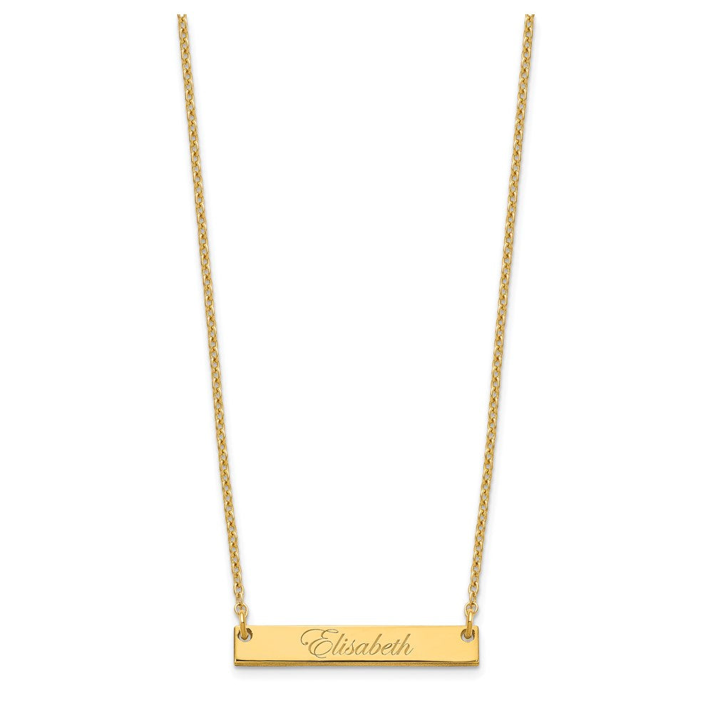 Sterling Silver/Gold-plated Small EDWARDIAN SCRIPT Bar Necklace XNA640GP