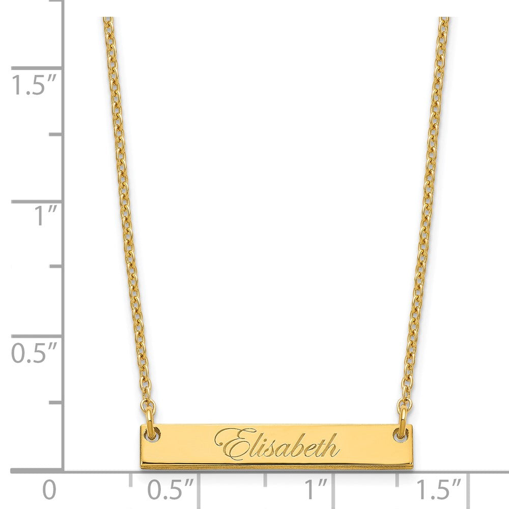 Sterling Silver/Gold-plated Small EDWARDIAN SCRIPT Bar Necklace XNA640GP