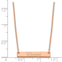 Sterling Silver/Rose-plated Small EDWARDIAN SCRIPT Bar Necklace XNA640RP