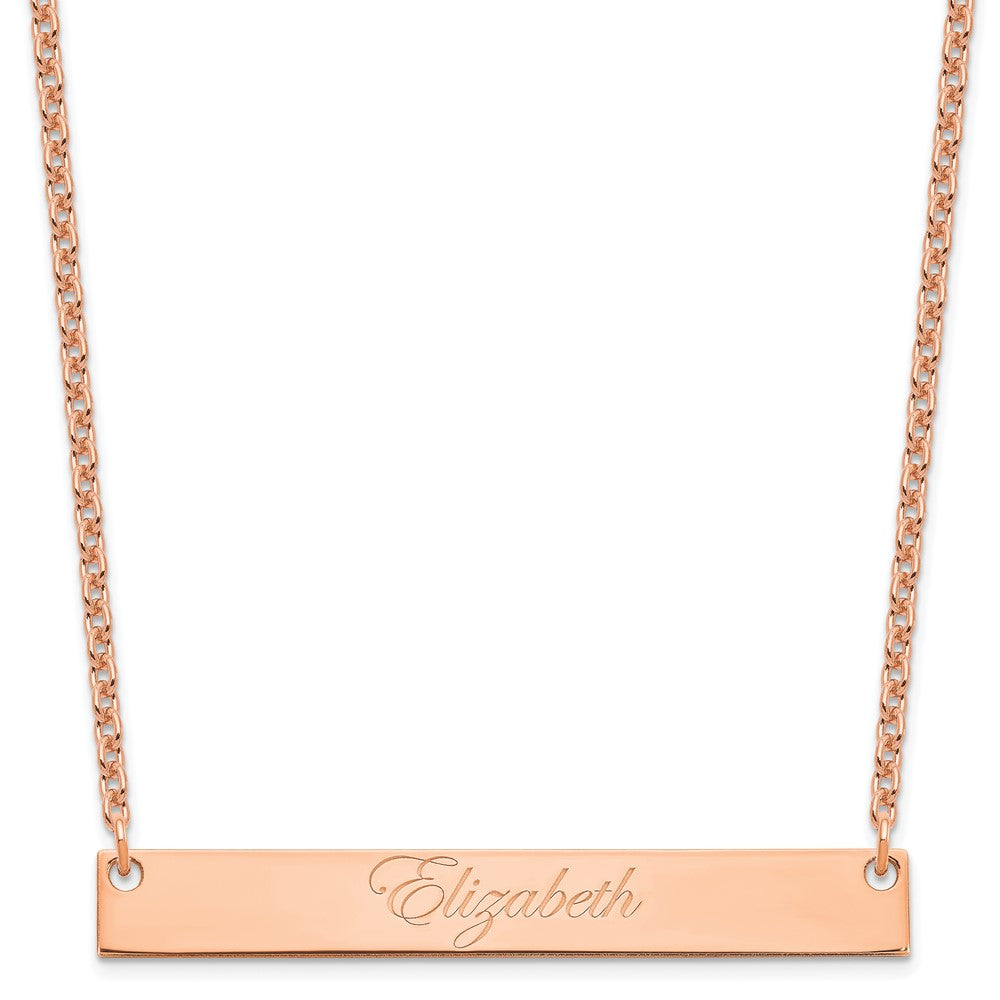 Sterling Silver/Rose-plated Large EDWARDIAN SCRIPT Bar Necklace XNA642RP