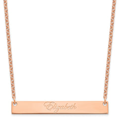 Sterling Silver/Rose-plated Large EDWARDIAN SCRIPT Bar Necklace XNA642RP