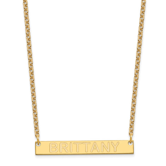 SS/Gold-plated Medium Capitalized ARIAL ROUNDED Bar Necklace XNA644GP
