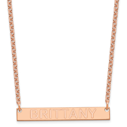 SS/Rose-plated Medium Capitalized ARIAL ROUNDED Bar Necklace XNA644RP