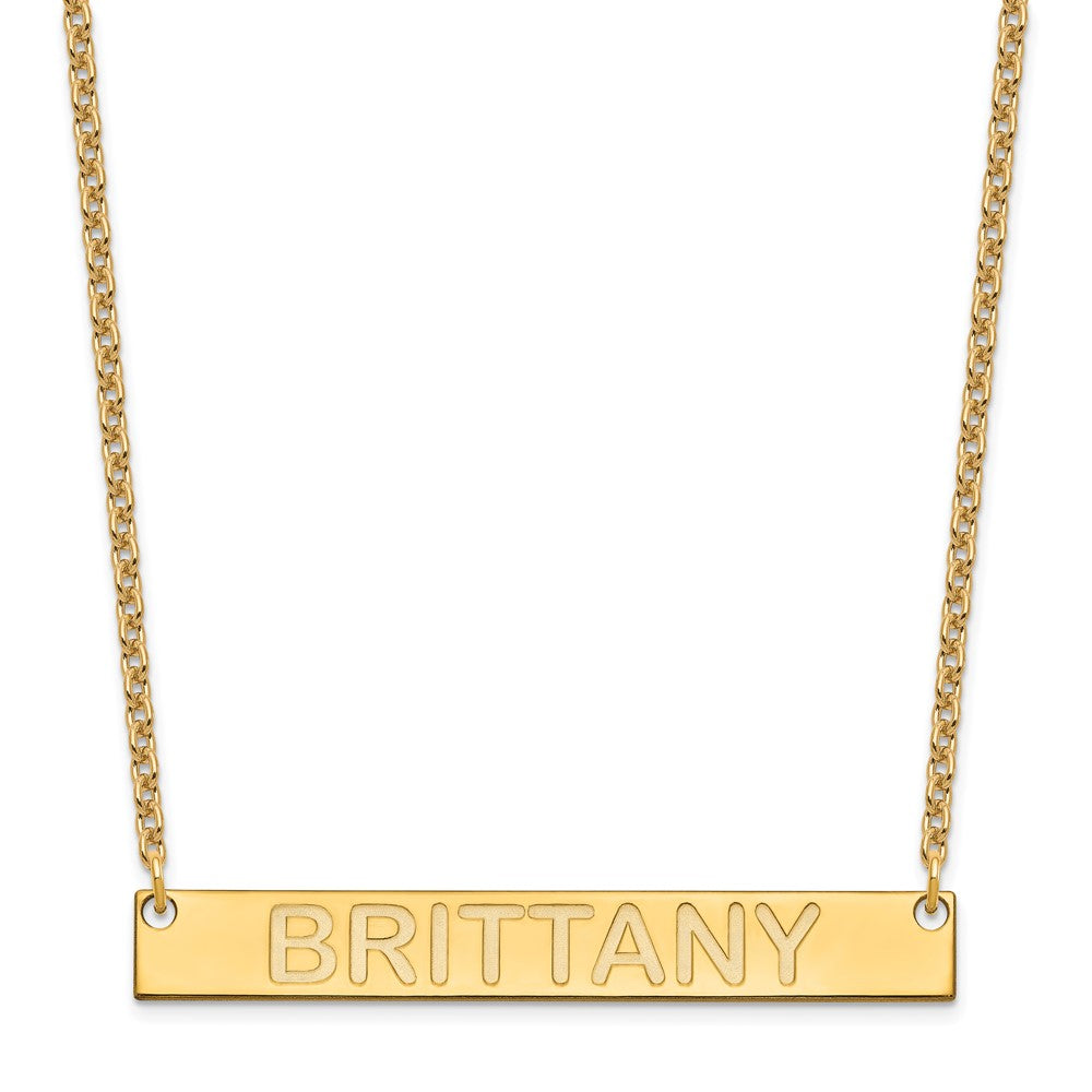 SS/Gold-plated Large Capitalized ARIAL ROUNDED Bar Necklace XNA645GP