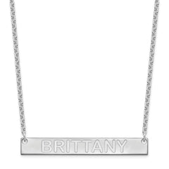 SS/Rhod-plated Large Capitalized ARIAL ROUNDED Bar Necklace XNA645SS