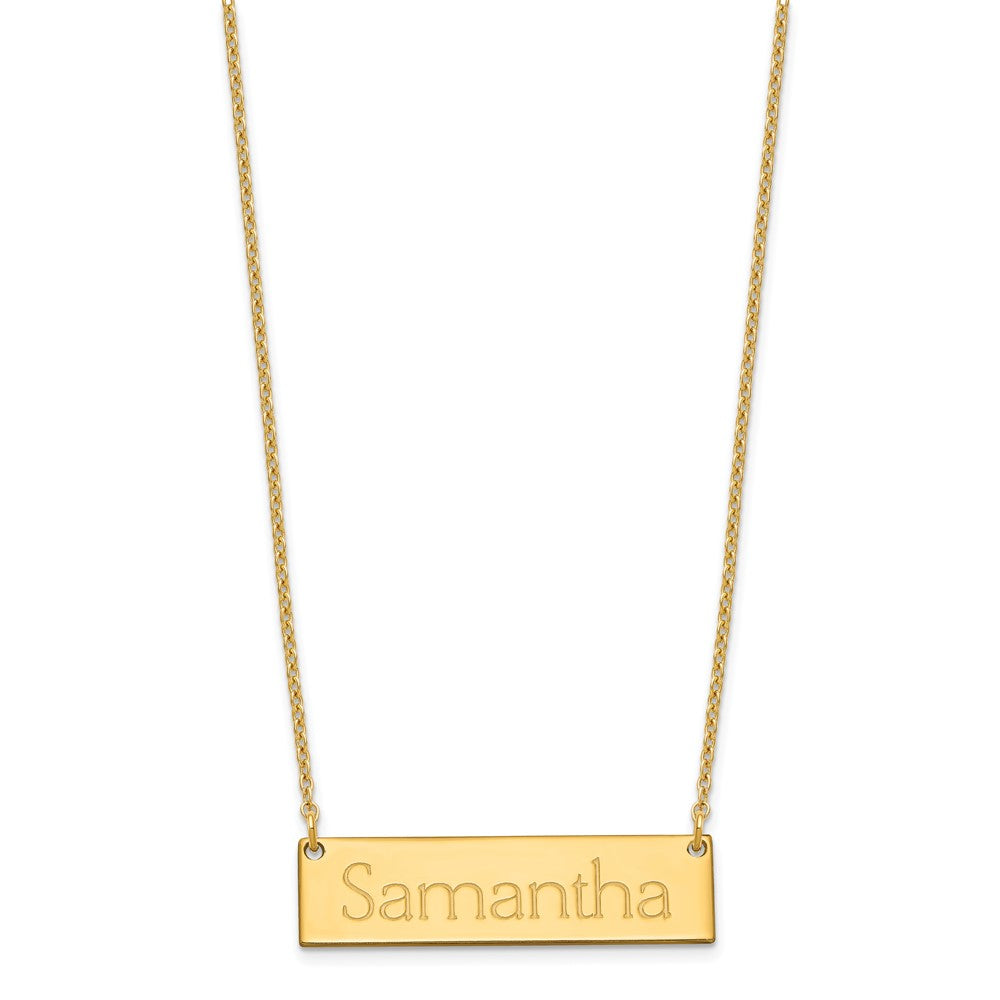 Sterling Silver/Gold-plated Small Name Bar Necklace XNA647GP