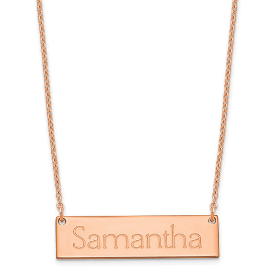 Sterling Silver/Rose-plated Small Name Bar Necklace XNA647RP