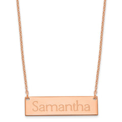 Sterling Silver/Rose-plated Small Name Bar Necklace XNA647RP