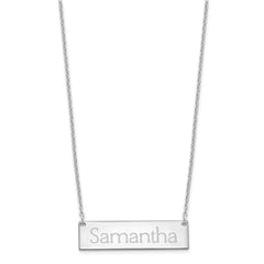 Sterling Silver/Rhodium-plated Small Name Bar Necklace XNA647SS