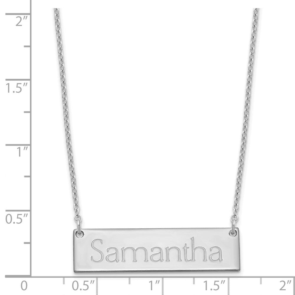 Sterling Silver/Rhodium-plated Small Name Bar Necklace XNA647SS