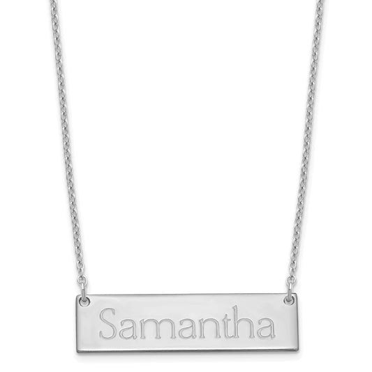 Sterling Silver/Rhodium-plated Small Name Bar Necklace XNA647SS