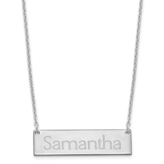 Sterling Silver/Rhodium-plated Small Name Bar Necklace XNA647SS