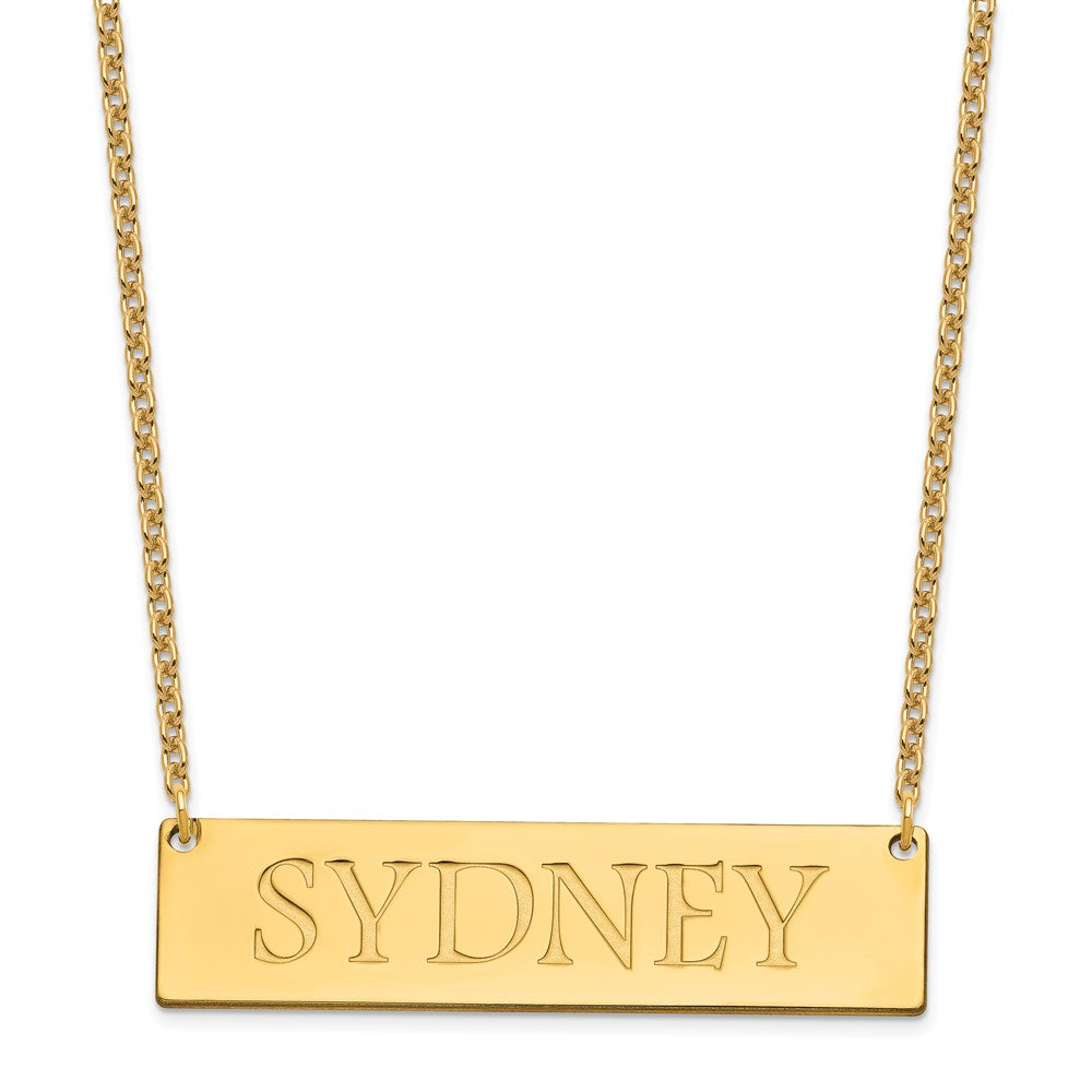 Sterling Silver/Gold-plated Large Name Bar Necklace XNA648GP
