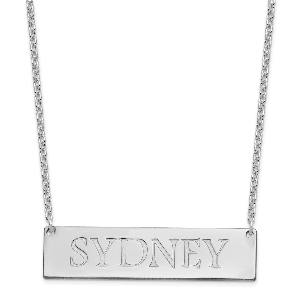 Sterling Silver/Rhodium-plated Large Name Bar Necklace XNA648SS