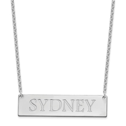 Sterling Silver/Rhodium-plated Large Name Bar Necklace XNA648SS