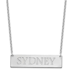 Sterling Silver/Rhodium-plated Large Name Bar Necklace XNA648SS
