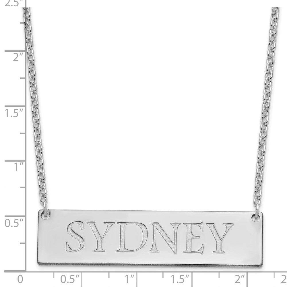 Sterling Silver/Rhodium-plated Large Name Bar Necklace XNA648SS