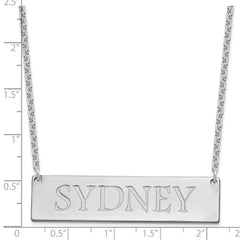 Sterling Silver/Rhodium-plated Large Name Bar Necklace XNA648SS
