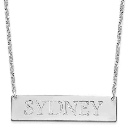 Sterling Silver/Rhodium-plated Large Name Bar Necklace XNA648SS