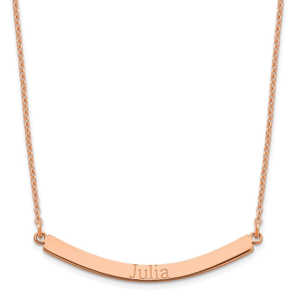Sterling Silver/Rose-plated Curved Bar Necklace XNA649RP