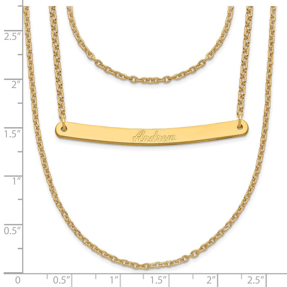 Sterling Silver/Gold-plated Brushed 3 Chain 1 Bar Necklace XNA651GP