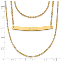 Sterling Silver/Gold-plated Brushed 3 Chain 1 Bar Necklace XNA651GP