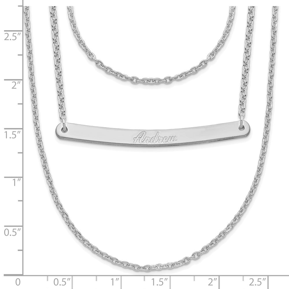 Sterling Silver/Rhodium-plated Brushed 3 Chain 1 Bar Necklace XNA651SS