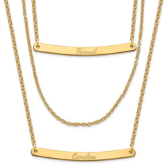 Sterling Silver/Gold-plated Brushed 3 Chain 2 Bar Necklace XNA652GP