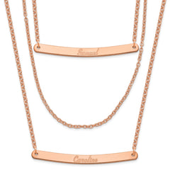 Sterling Silver/Rose-plated Brushed 3 Chain 2 Br Necklace XNA652RP